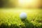 Close-up Golf Ball on Tee with Serene Green Bokeh Background, Perfect Shot on the Golf Course