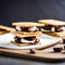 Close-up of Gourmet S'mores on a White Plate With Chocolate Pieces