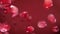 Close-up of grains of ripe pomegranate bouncing on the ruby red background