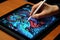 Close up of a Graphic Designer hand drawing on a digital tablet