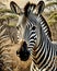 Close up graphic image of African zebra in poster style