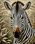 Close up graphic image of African zebra in poster style