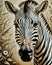 Close up graphic image of African zebra in poster style