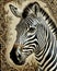 Close up graphic image of African zebra in poster style