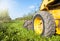 Close-up of grass cutter wheel