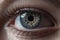 Close up gray of a human eye. A macro of a multi colored eye. Generative AI