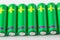 Close up of green alkaline batteries