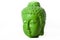 Close-Up of Green Buddha Head on White Background