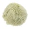 Close up of green  fur pompom isolated on white background. Green fur.