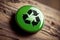 Close up green recycle symbol button. Generative AI, Generative, AI