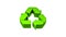 Close up of green recycle symbol logo