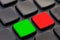 Close up of green and red blank keys on a computerd