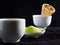 Close up green tea, matcha power and whisk a cup of hot green tea on wooden table.traditional japanese drink
