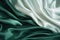 Close up of green and white silk fabric with slight pattern. Generative AI