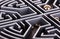 Close up of a grey labyrinth or maze