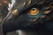 close-up of the griffin's piercing eyes and fierce claws