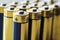 close up group of alkaline AA battery energy