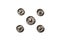 Close up of a group of metal Snap on Buttons on white background