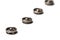 Close up of a group of metal Snap on Buttons on white background