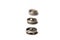 Close up of a group of metal Snap on Buttons on white background