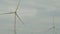 Close up group wind turbine rotating