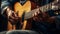 Close-up of a guitarist\\\'s fingers playing intricate melodies