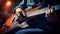 Close-up of a guitarist\\\'s fingers playing a mesmerizing guitar solo