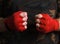 Close-up of hand boxer wrist wraps before fight