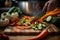 close-up of hand chopping vegetables for fresh and flavorful meal