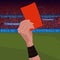 Close up hand holding red card