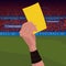 Close up hand holding yellow card