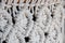 Close-up of hand made macrame texture pattern. Handmade stylish 100 cotton wall macrame decoration
