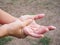 Close up of hand massage on palms to relift ache, hand pain and numb