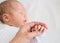 Close-up hand of a newborn baby