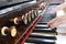 Close up hand play vintage piano