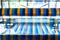 Close Up Hand Woven Cotton Weaver Machine Loom with Colorful Silk Thread for made Fabric