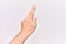 Close up of hand of young caucasian man over isolated background gesturing fingers crossed, superstition and lucky gesture, lucky