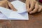 Close-up hands of Asian children origami