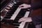 Close-up hands playing organ