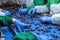 Close up of hands processing olives in a factory