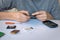 Close up of hands repairing a mobile phone