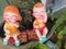 close up,Happy dolls for garden decoration havegreeting in Thai