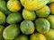 Close-up of Hawaiian papayas at a farmer& x27;s market