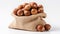 Close-Up of Hazelnuts in Burlap Sack AI Generated