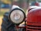 Close up of a head light on a tractor trailer