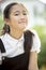 Close up head shot asian teenager smiling face