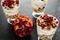 Close up on healthy home-made muesli with pomegranate