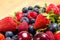 Close up of heap of berries on table