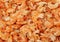 Close up of a heap of dried shrimps