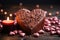 Close up of heart chocolate in the warm embrace of candlelight, valentine, dating and love proposal image